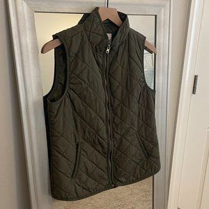 Old Navy Women's Olive Green Textured Quilt Jacket Vest Size Medium